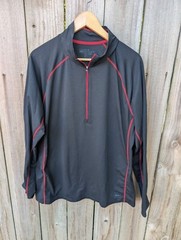 REI 1/2 Half Zip Base Layer XL Black Polyester Lycra Hiking 2013
