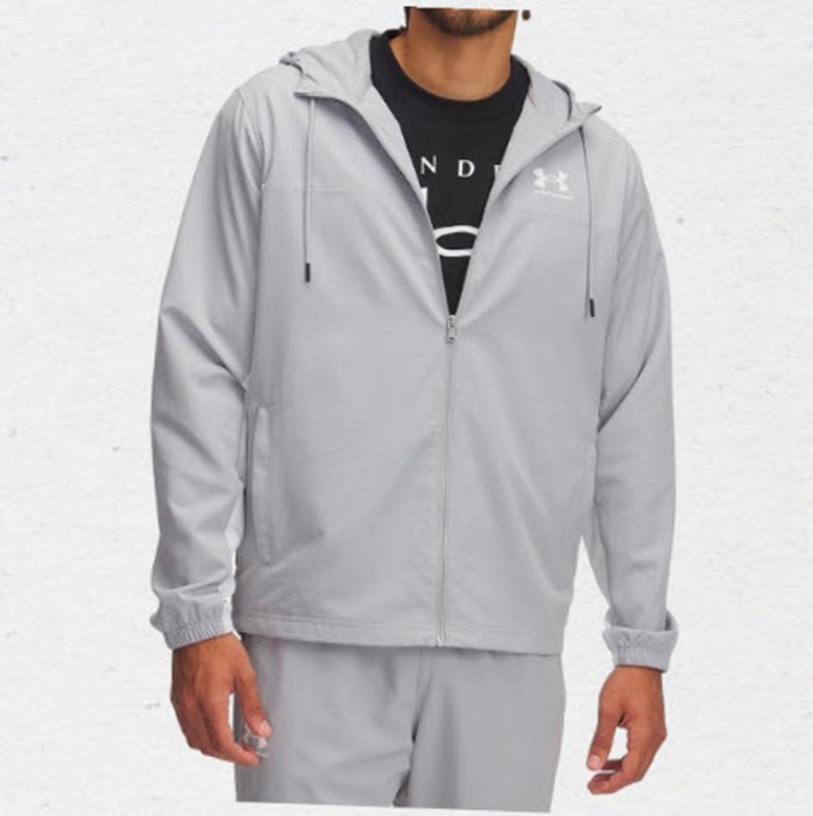 Under Armour Men RIVAL Woven Jackets Gray Running Windbreaker Shirt 1390149-011 gallery