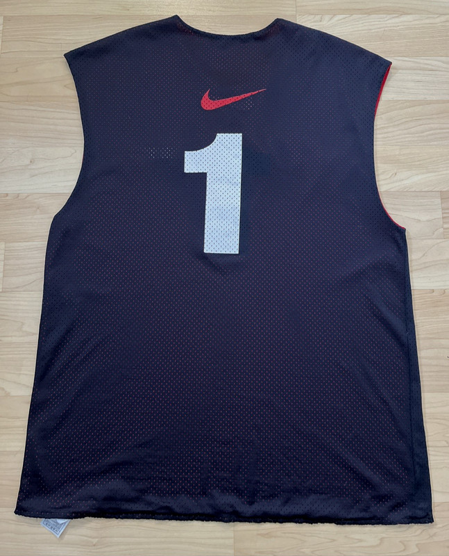 VTG Nike 90s Mesh Basketball Jersey #1 Reversible Men's L Tall LT Red Tag USA gallery