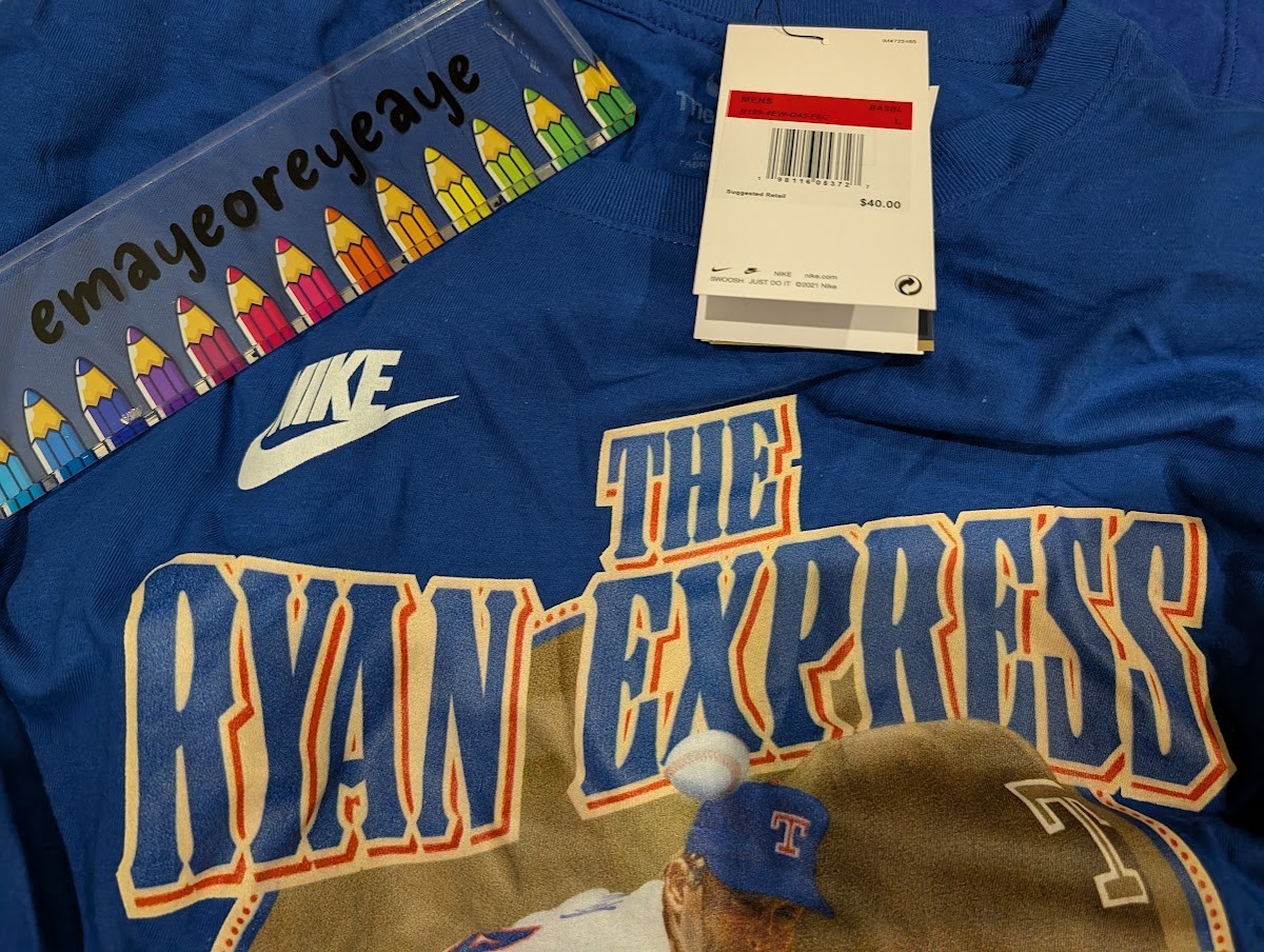 Nike Texas Rangers Nolan Ryan Express Large drifit Dallas Tee #34 retro $40 gallery