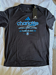adidas Charlotte FC Graphic Logo T-Shirt Black M Crew Neck Short Sleeve