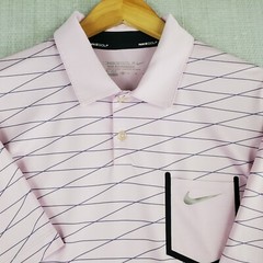 NIKE GOLF Size Medium Tour Performance Pastel Pink Pocketed Mens Polo Shirt