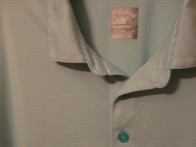 2 Golf Polo Callaway Opti Dri Performance Mint Striped Pale Blue Striped XL EXC gallery