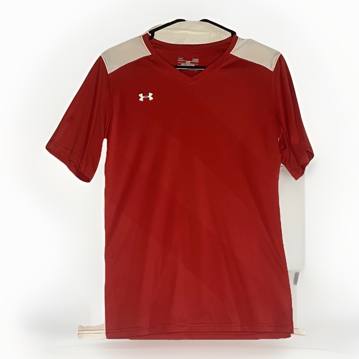 Under Armour Tee Heat Gear Short Sleeve Shirt Red Size Large Diagonal Stripe gallery
