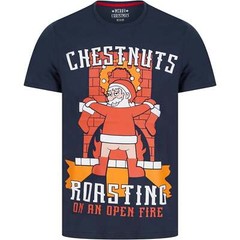 Christmas Chestnuts Roasting Mens Christmas Top Navy Short Sleeve T-Shirt