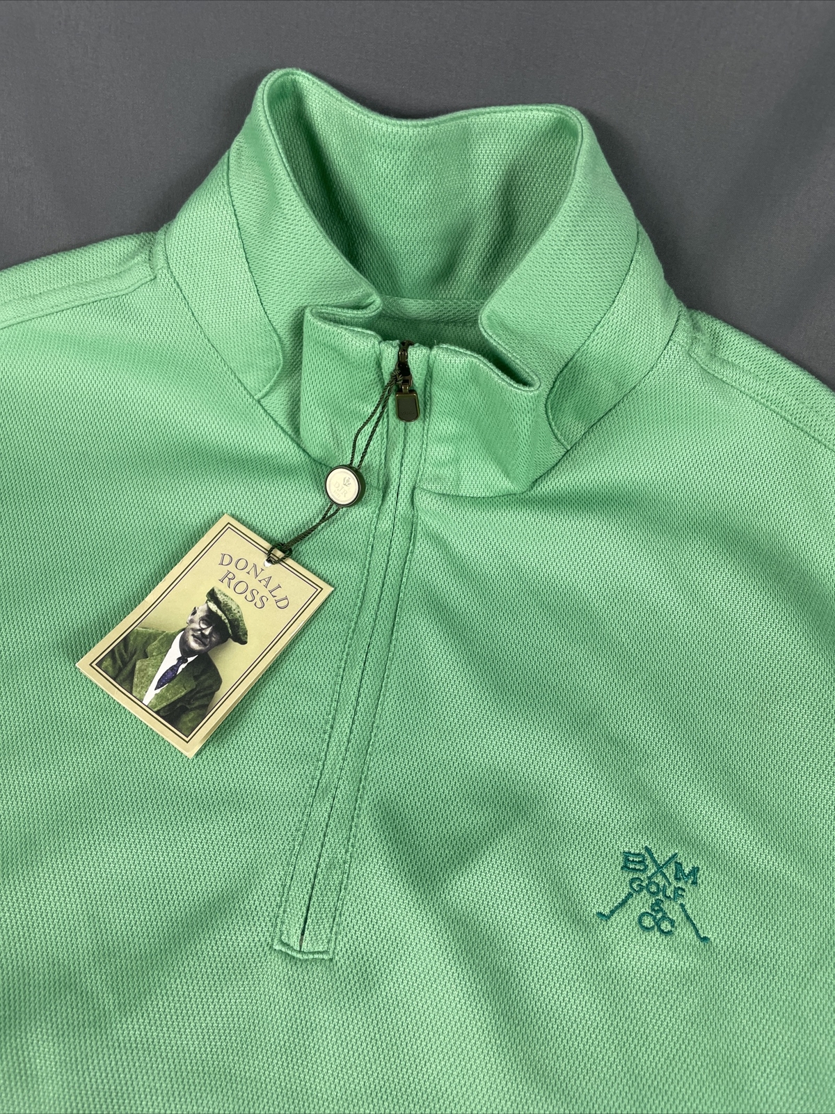 Donald Ross Golf Vest Chest Logo 1/4 Zip Medium Jade Green NWT MSRP $145 gallery