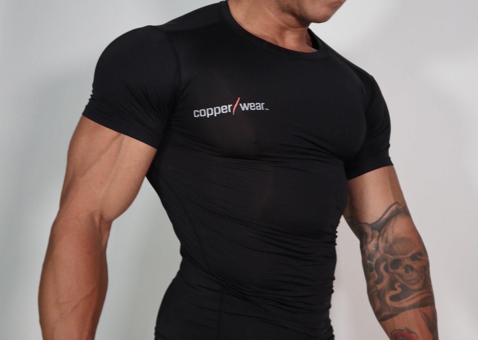 SHORT SLEEVE BLACK NYLON COMPRESSION SHIRT MED. gallery