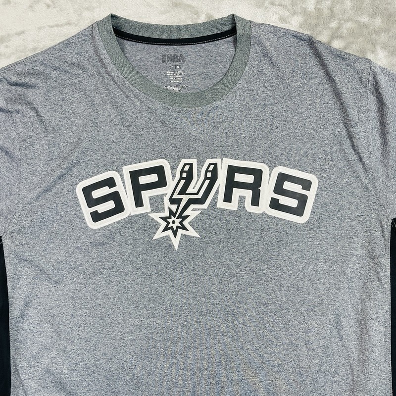 Mens Athletic Tee Short Sleeve Basketball Theme Large Gray and Black gallery