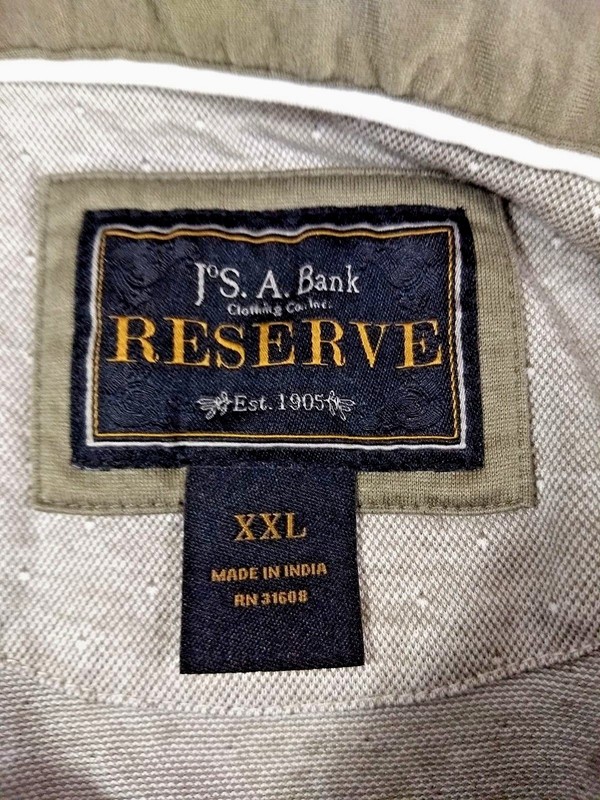 JoS A BANK RESERVE Golf POLO SHIRT SS Mens XXL Athletic Grey Taupe Polka Dot gallery