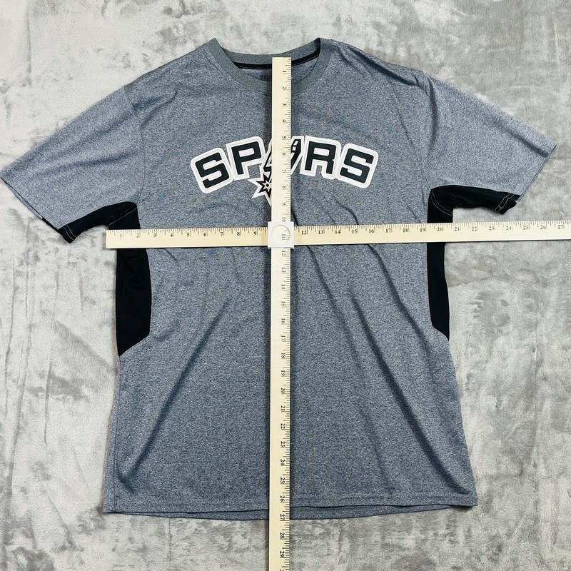 Mens Athletic Tee Short Sleeve Basketball Theme Large Gray and Black gallery