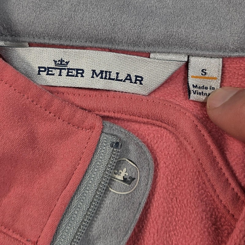 Peter Millar Pullover Mens Small Pink Fleece 1/4 Zip Mock Neck Performance Golf gallery