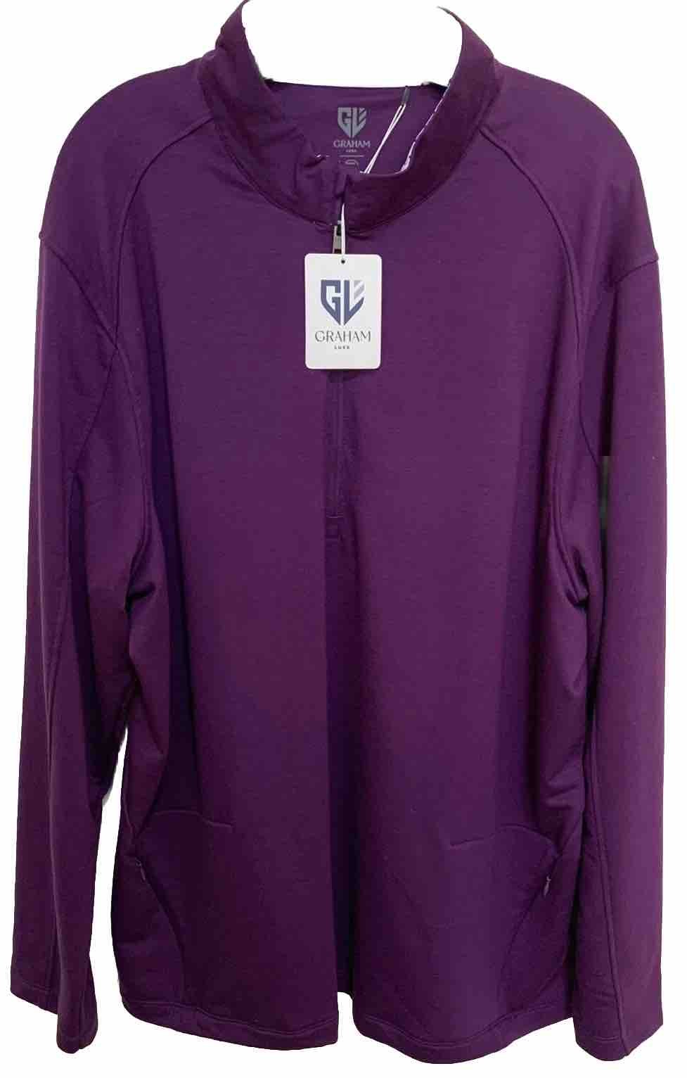 Graham Luxe Men’s 1/4 Zip Porter Size 2XL Golf Pullover Purple New With Tags gallery