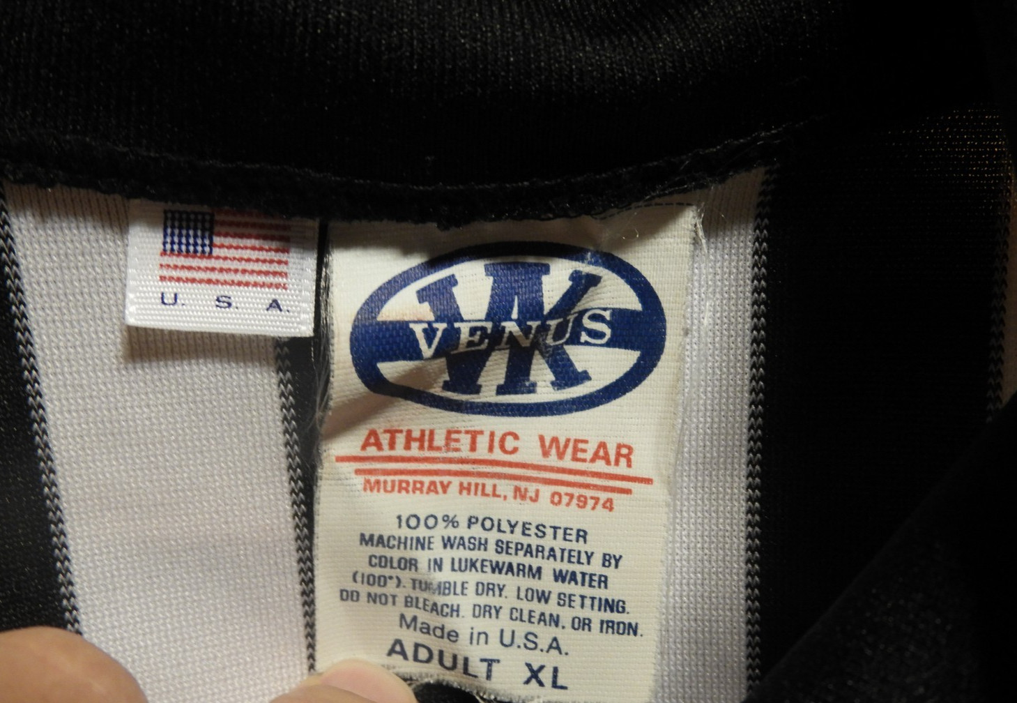 Vintage Referee Striped Jersey Shirt Black & White XL Venus Athletic Wear USA gallery