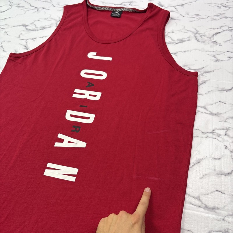 Air Jordan Men's 2XL Red Sleeveless Tank Top Cotton Lightweight Logo Crew Neck gallery