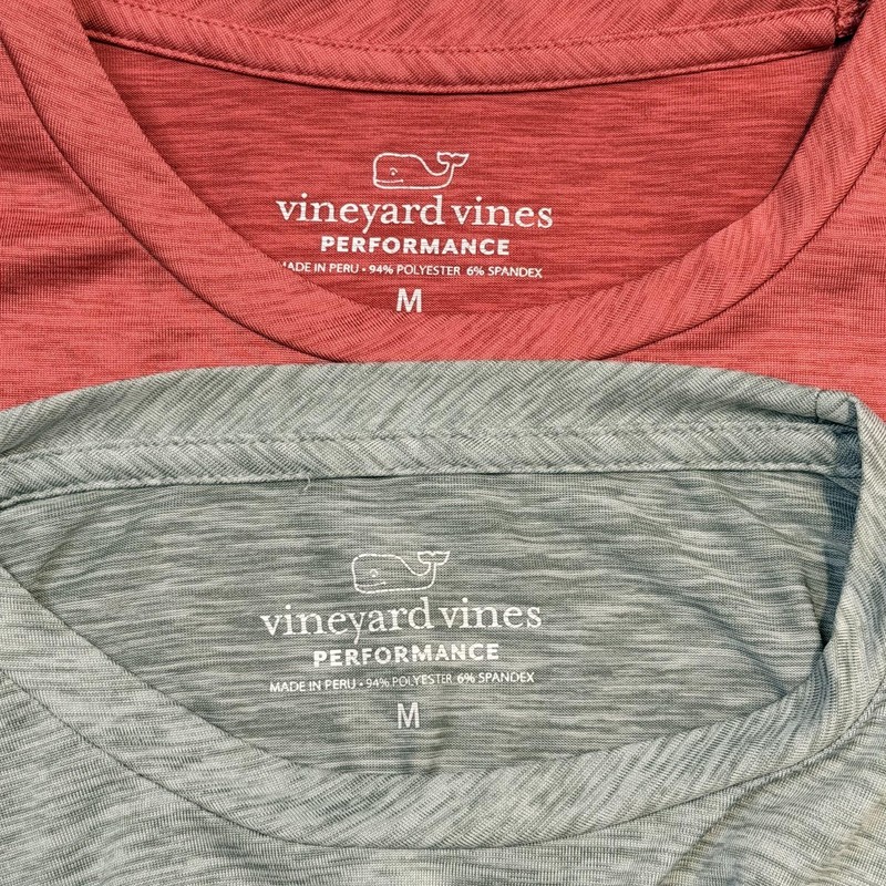 Vineyard Vines Shirt Mens Medium Gray Red Long Sleeve Performance Fishing Lot gallery