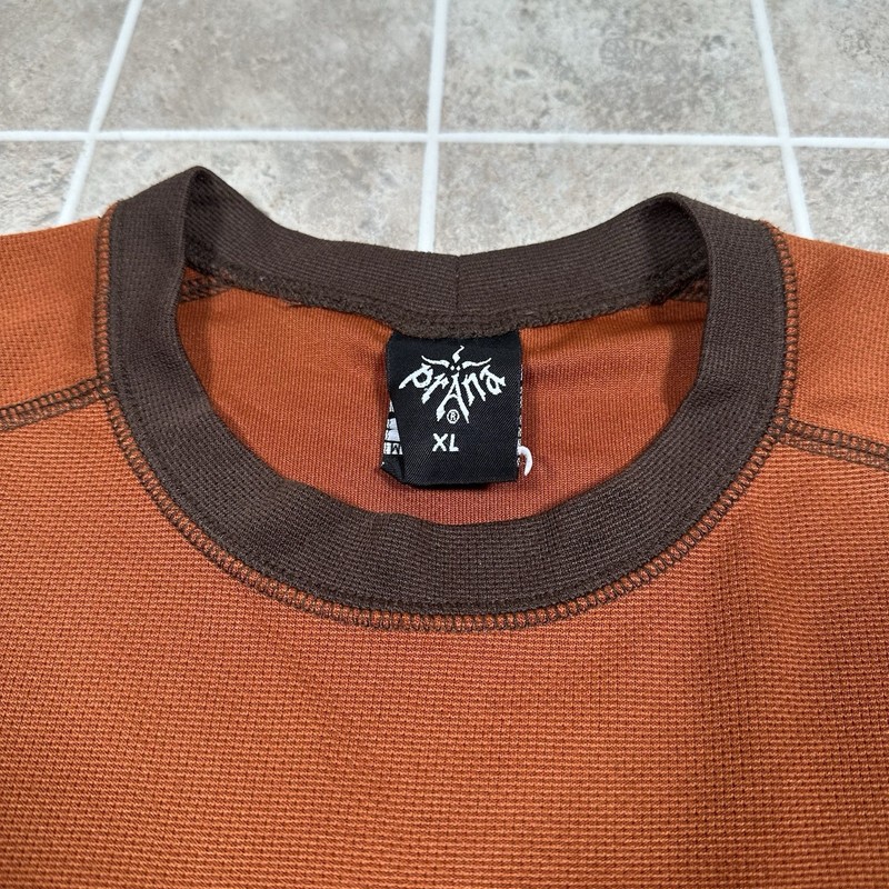 Vintage USA Made prAna Breathable Athletic Short Sleeve Tee Shirt Orange Size XL gallery