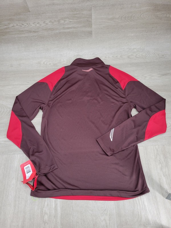 NWT Saucony EPIC 1/4 Zip Running Pullover Men's M Brown Red Performance gallery