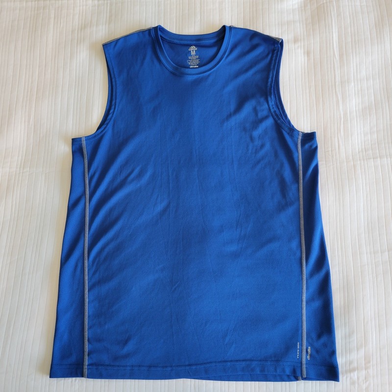 Adidas Climalite Flex 360 Workout Training Blue Sleeveless Tank-Top Size Medium gallery