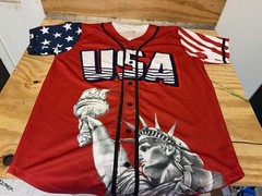 USA / America MAGA #1 Patriotic Baseball Jersey By Greaterhalf M Free Ship