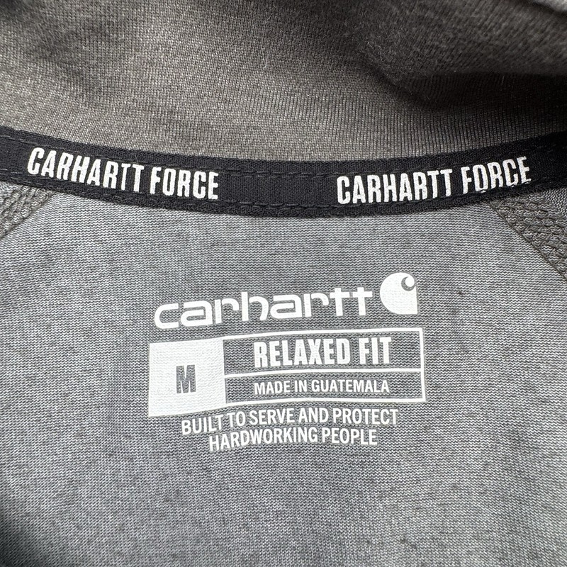 Carhartt Force Quarter Zip Pocket Long Sleeve Gray Men's M Relaxed Fit TK4255-M gallery