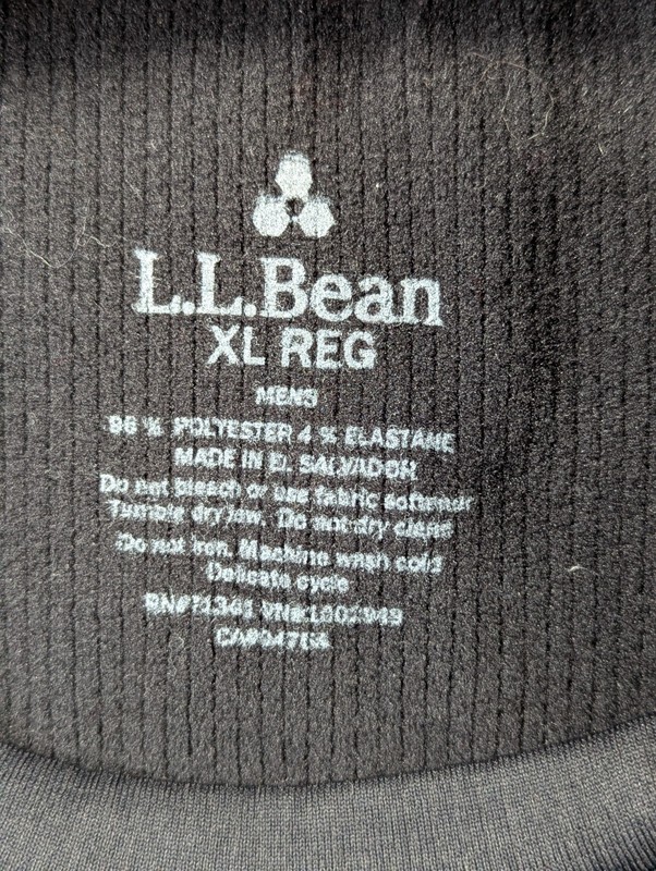 L.L.Bean Midweight Baselayer Crew Top Mens XL Black Raglan Sleeve Athleisure gallery