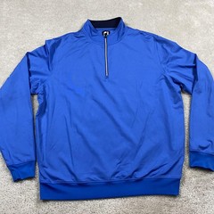 FootJoy Pullover Mens L Blue 1/4 Zip Mock Neck Long Sleeve Golf Performance