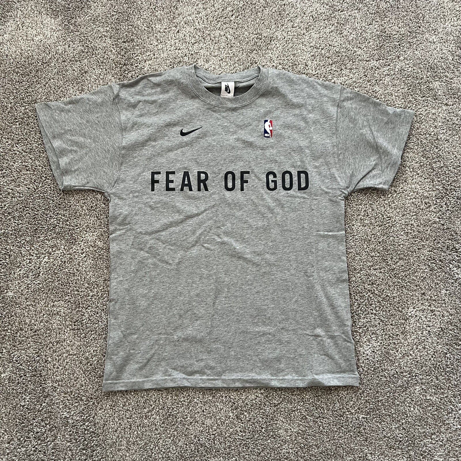 Nike x Fear Of God NBA Warm Up T-Shirt Dark Grey Heather CU4699-063 Men Size S gallery