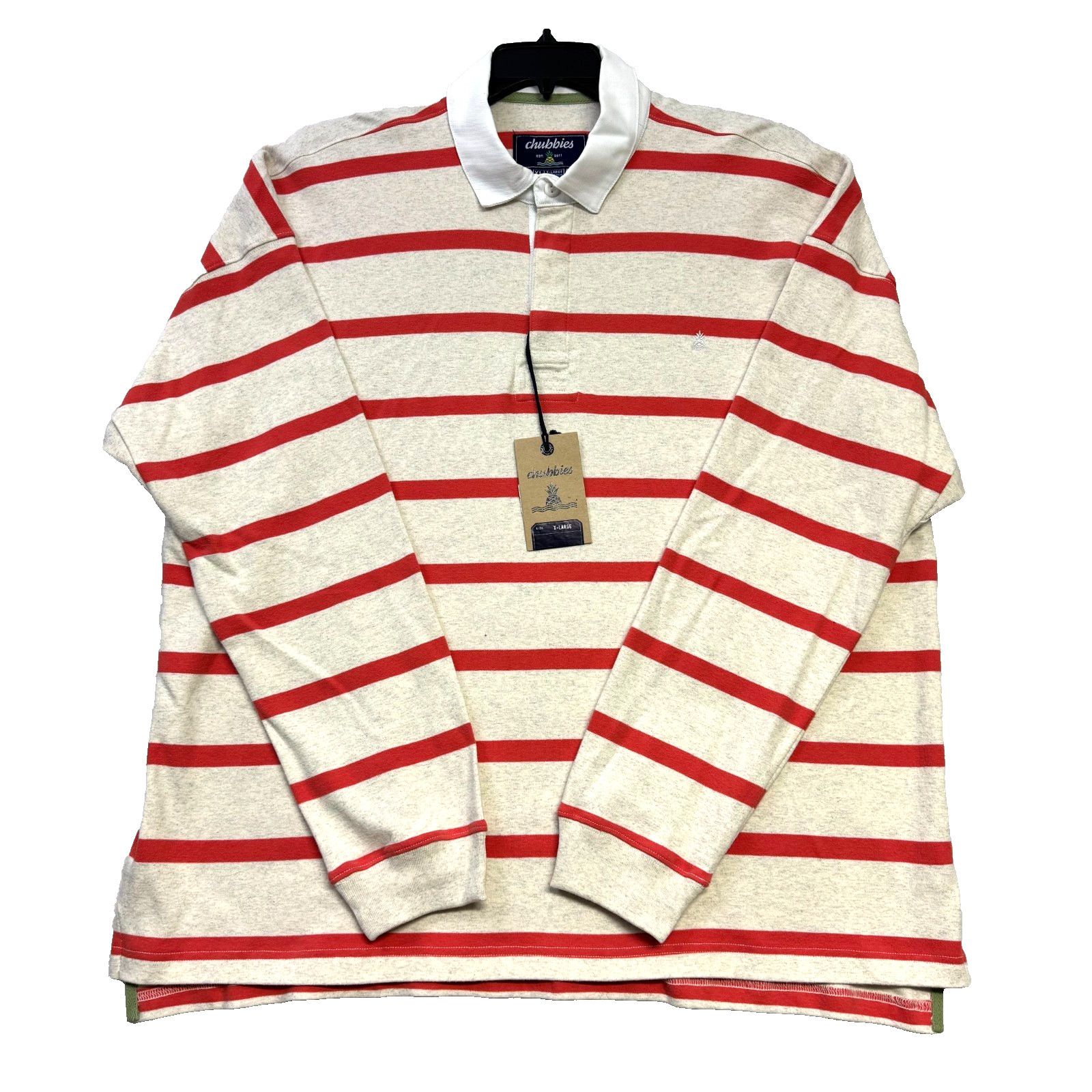 Chubbies The Lecture Hall Rugby Shirt XL White Red Stripe New $74.50 NWT gallery