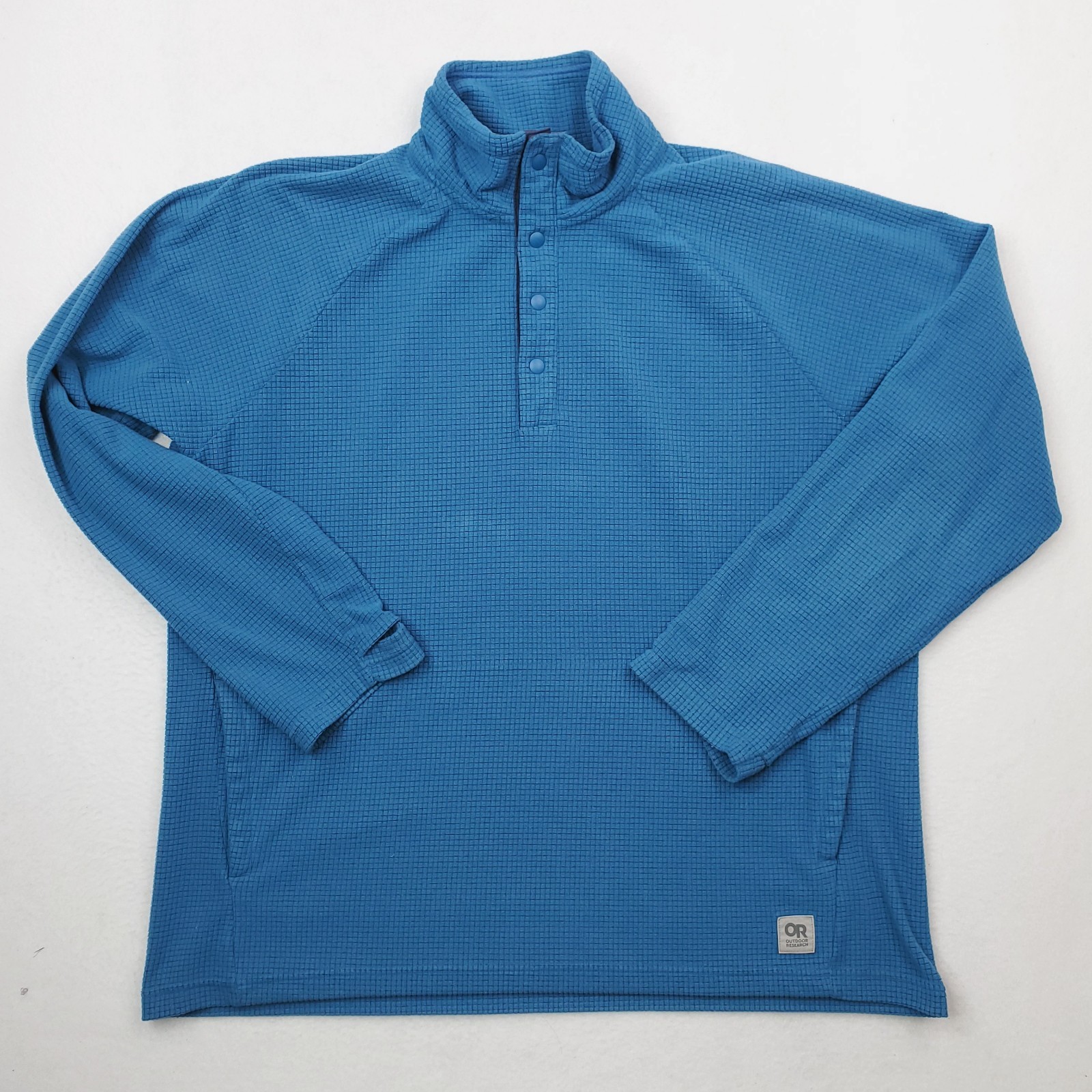Outdoor Research Trail Mix Snap Pullover Mens Extra Large Blue Grid Fleece gallery