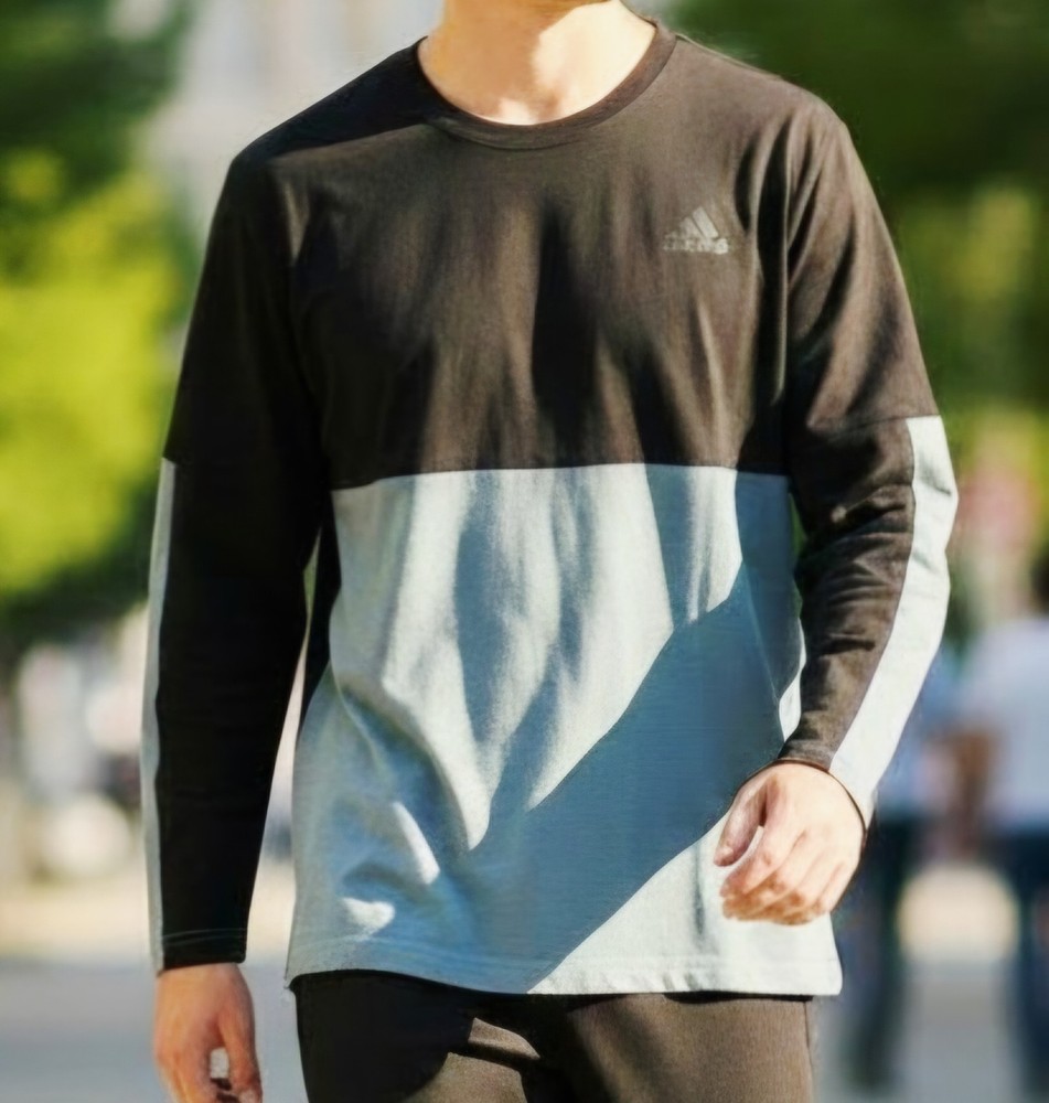 adidas Mens Athlete ID Long Sleeve Training Shirt XL Black Teal Colorblock AY630