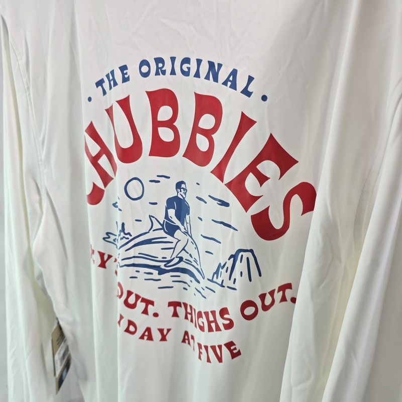 Chubbies Shirt Mens Medium Sun White Ride Wave Skies Out Pullover Rash Guard gallery