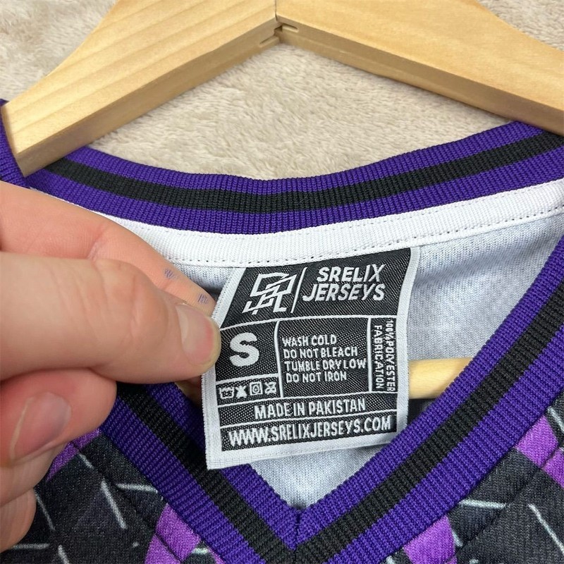 Srelix Men's Sacramento Jersey Black Purple Design Size Small Fox #5 AOP gallery