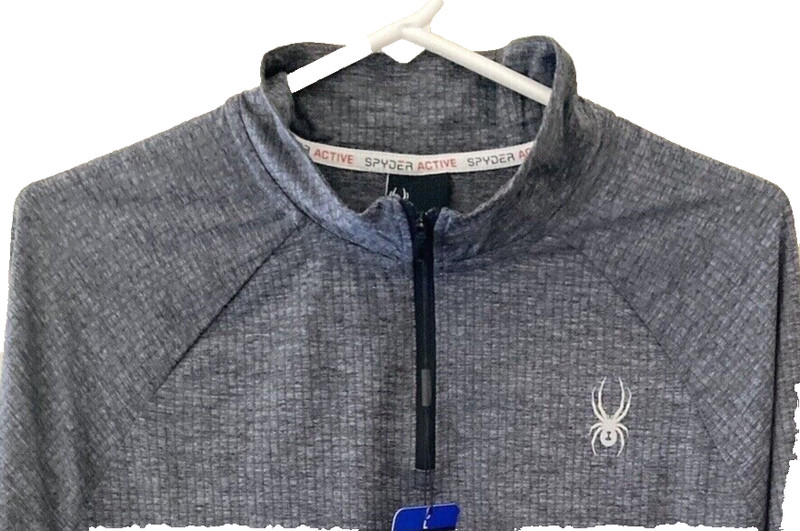 Spyder Active Men's 4 Way Stretch 1/4 Zip Pullover, Gray, Size M gallery