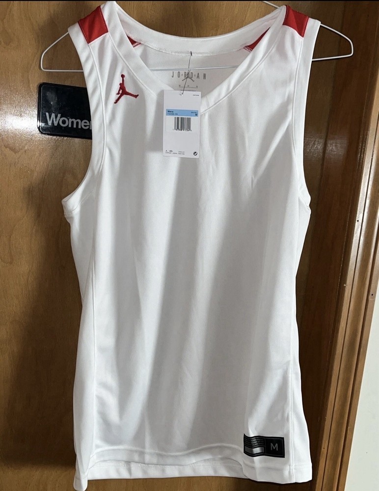 Nike Jordan Overtime Basketball Jersey Women’s M Red White FQ5296-109 NWT (B16)