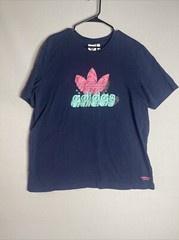 Adidas Mens Navy Blue Funny Dino Graphic Logo T Shirt Size XL