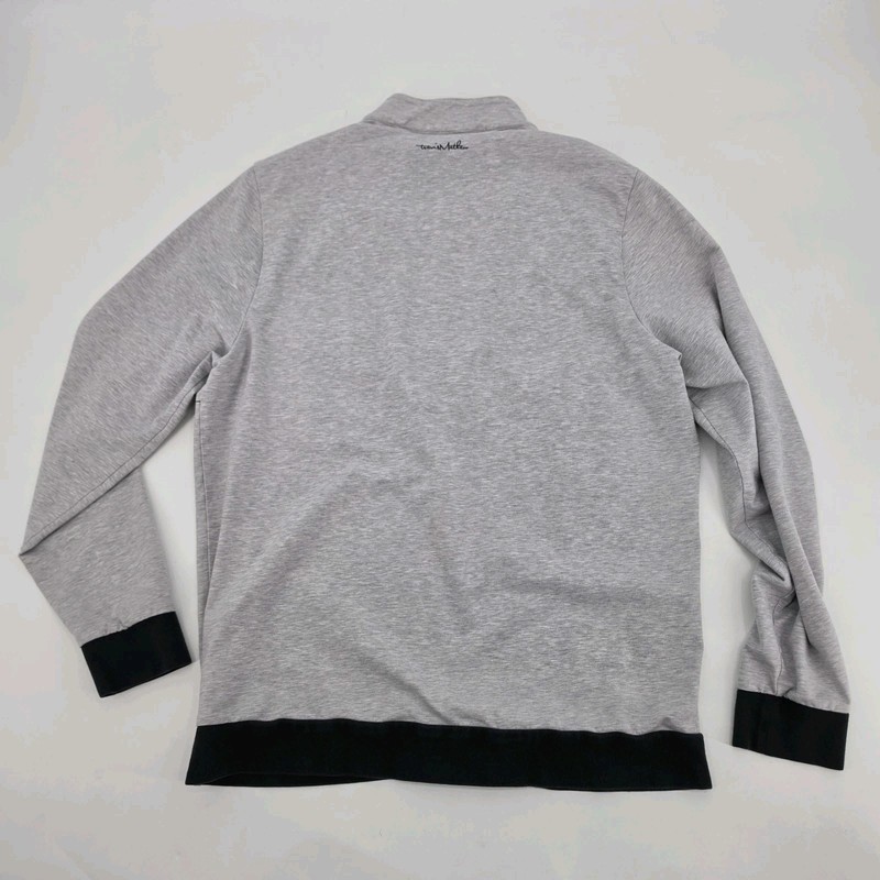 Travis Mathew 1/4 Zip Golf Pullover Men's Size Large Gray Red Black Stripe 73153 gallery