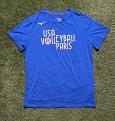 Mizuno Performance Men’s Sz XXL Blue Paris USA Volleyball Short Sleeve T Shirt