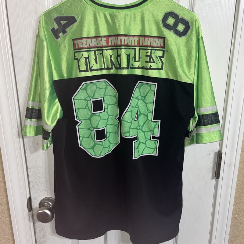Nickelodeon Ninja Turtles Green and Black Jersey Athletic Top Large gallery