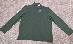 Jos A Bank Traveler Quarter Zip Pullover Men Large Green Tailored Fit $70 1/4