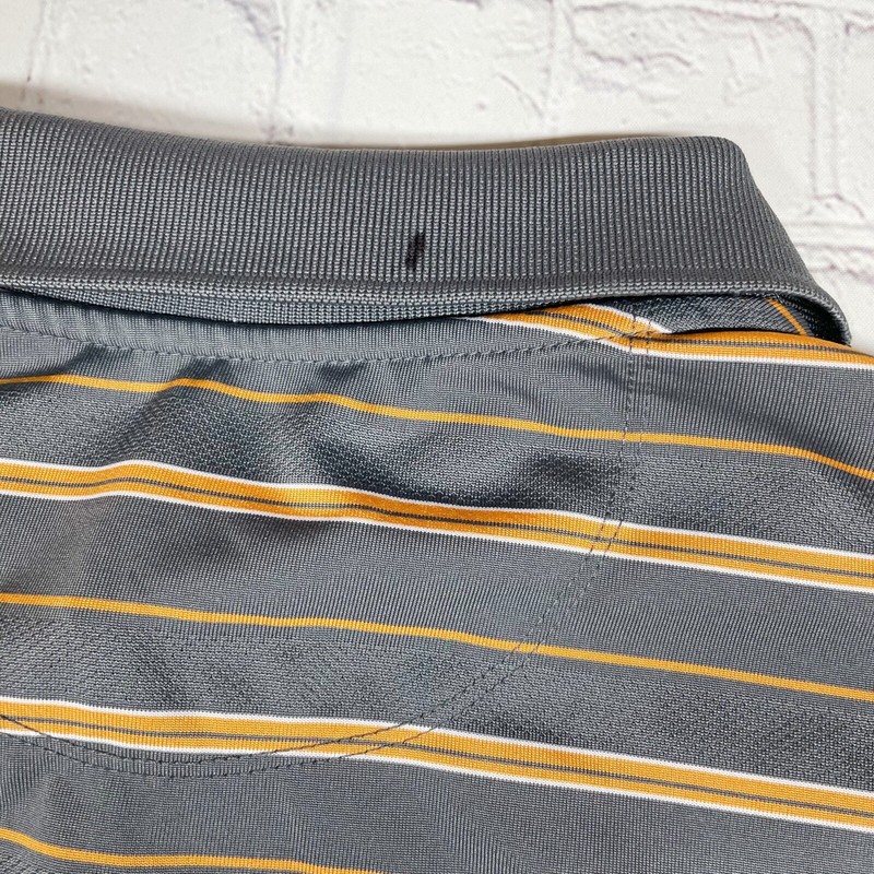 Croft and Barrow Performance Polo Men’s M Golf Short Sleeve Gray Orange Striped gallery
