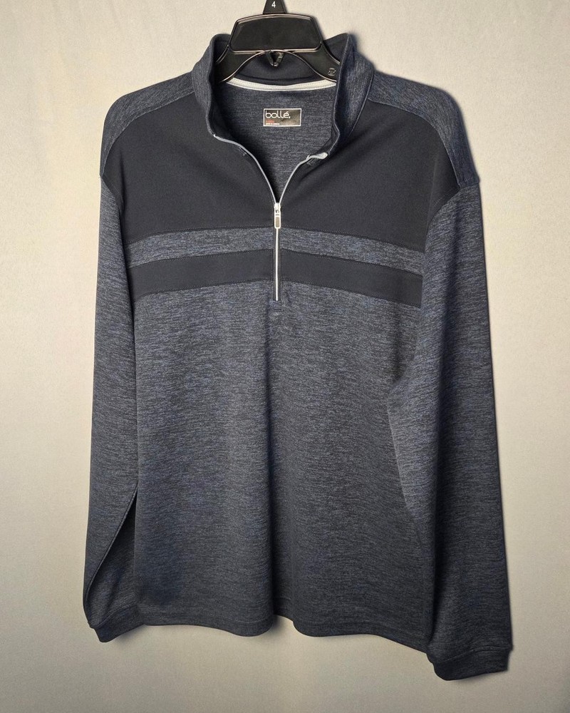 Bolle Men’s Performance Golf Pullover 1/4 Zip Long Sleeves Size L Blue Heather