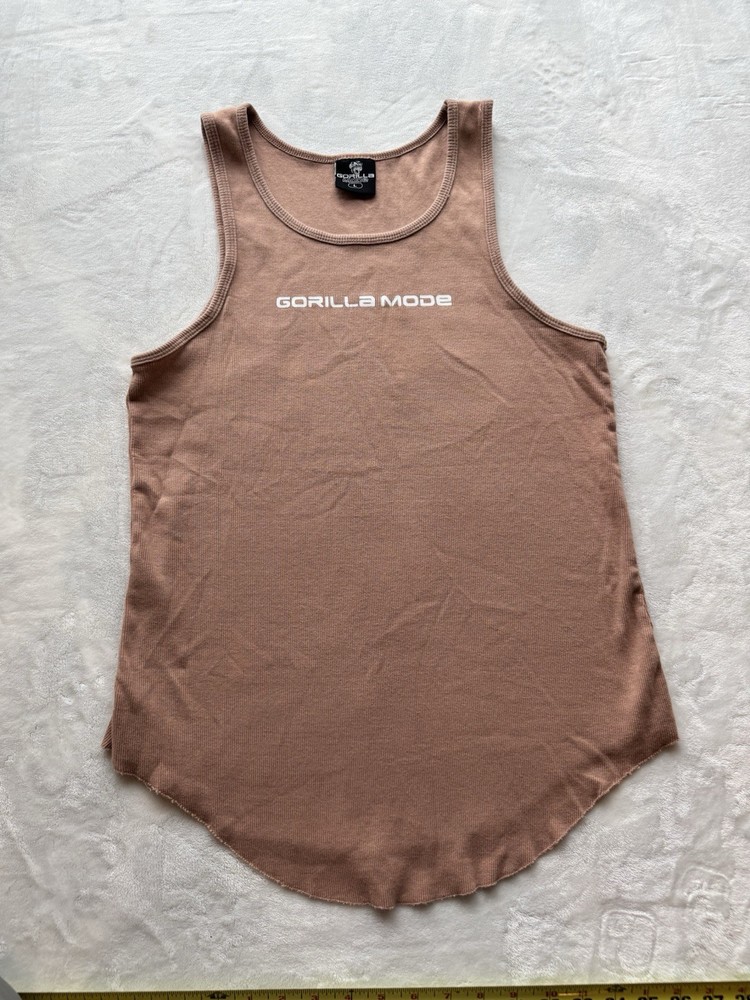 Gorilla Mind Gorilla Mode Men’s Ribbed Tank Top Large Salmon Pink Gym Muscle Fit