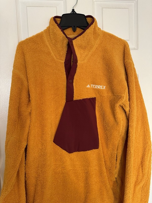 adidas Men’s Large Terrex XPloric High Pile Snap Fleece Pullover Yellow IB1138 gallery