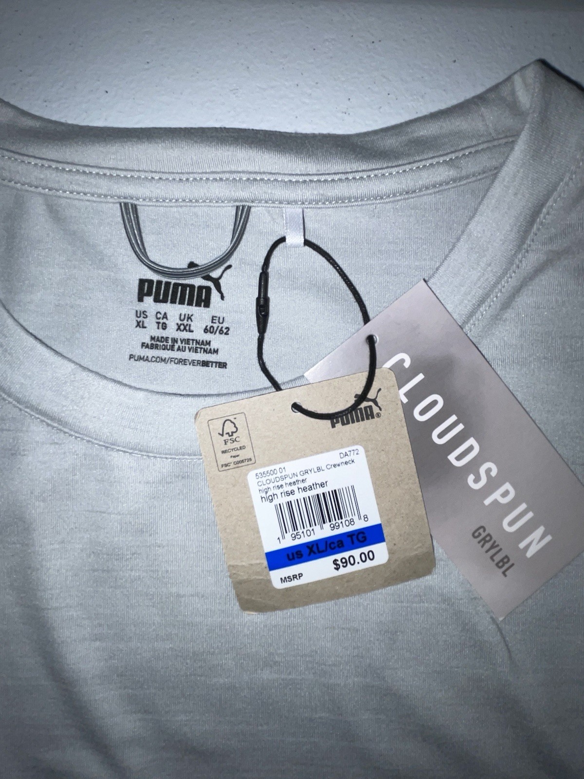 PUMA CLOUDSPUN Crewneck Pullover High Rise Heather XL Long Sleeve Lightweight gallery