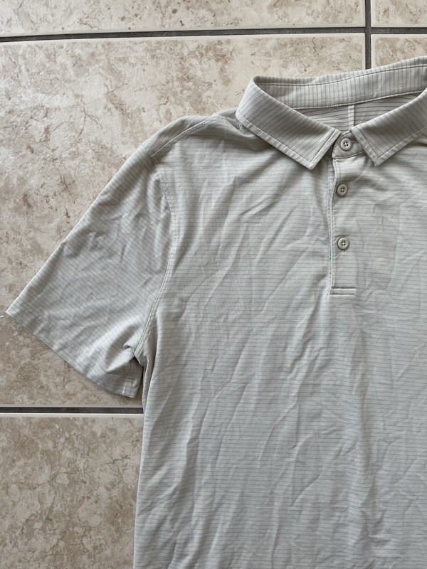 Lululemon Evolution Short Sleeve Men's Polo Shirt Stripe Light Sports Golf Tee gallery