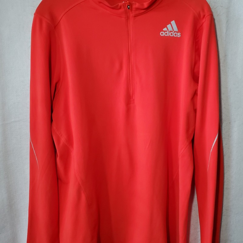 Adidas Running 1/4 Zip Shirt Mens Medium Orange Pullover Golf Casual Quarter Zip gallery