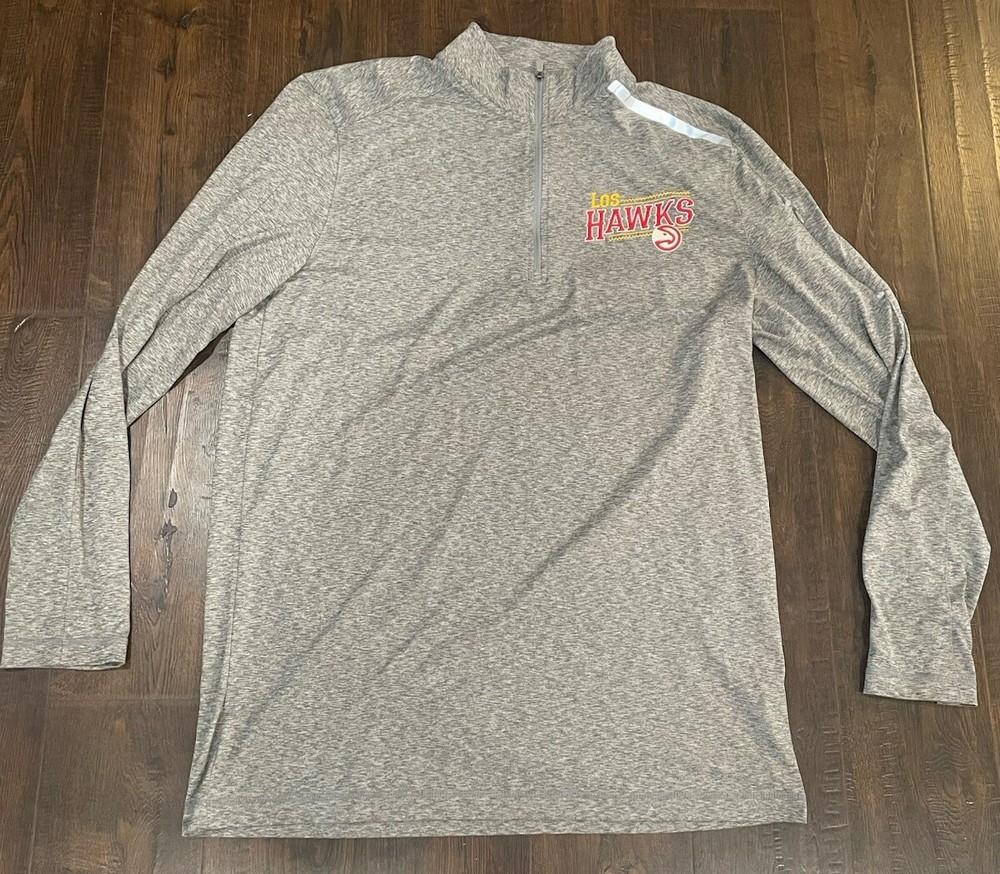 Atlanta Hawks 1/4 Pullover Spanish Mexico Latin Los Hawks Size XLT Long Gray NBA