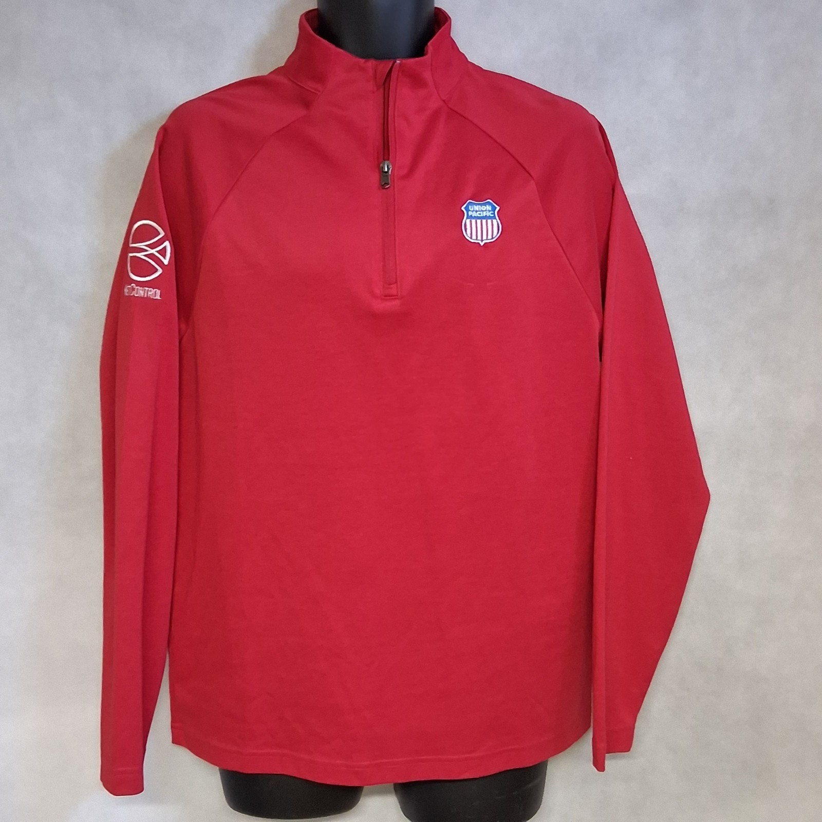 Port Authority Union Pacific 1/4 Zip Pullover Shirt Medium Red Long Sleeves gallery