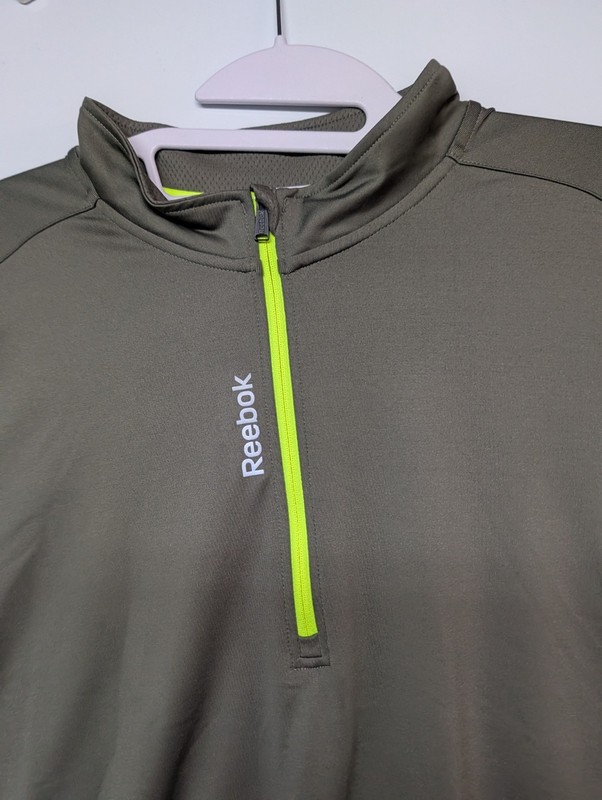 Reebok 1/4 Zip Mens 2XL Long Sleeve Pullover Green PlayDry Golf Sweater gallery