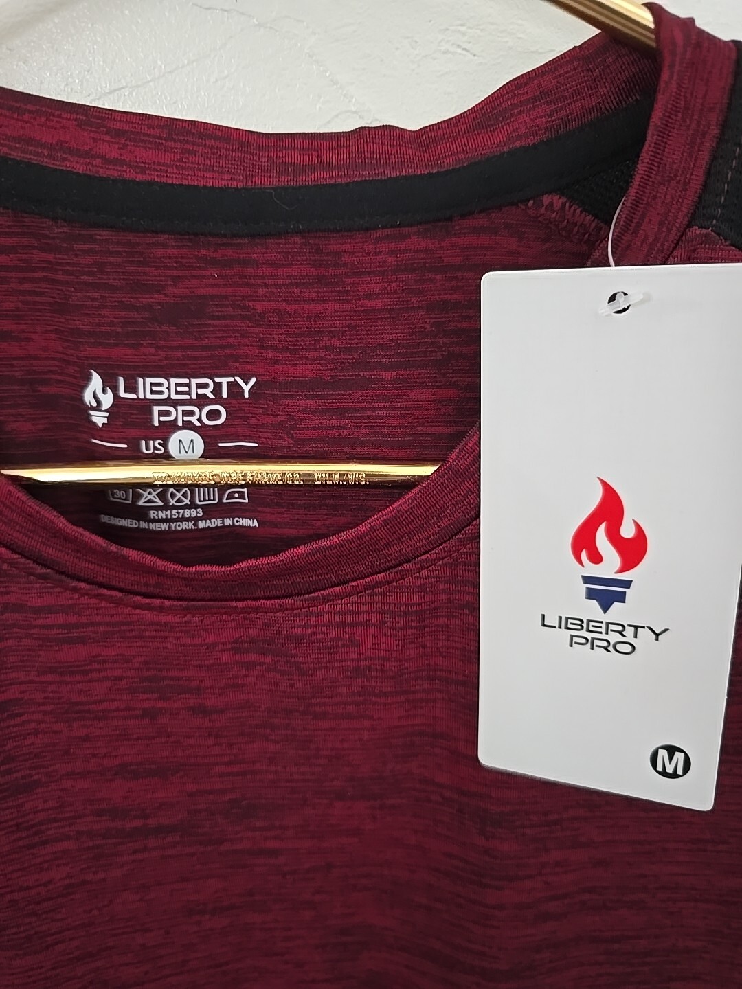 Liberty Pro Mens Sz Medium Activewear Shirt, Burgundy, Reflective NEW gallery